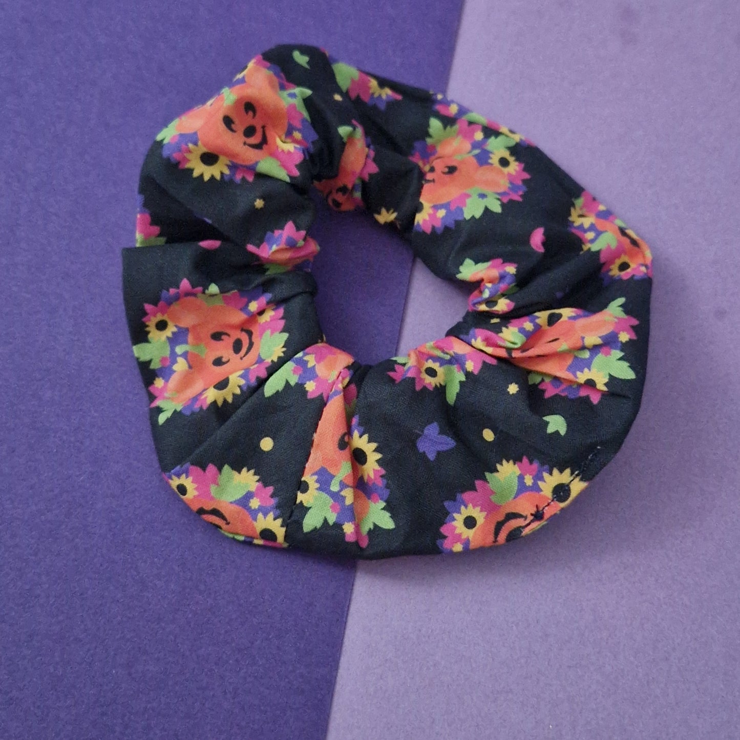 Halloween pumpkin mouse themed cotton hair scrunchie