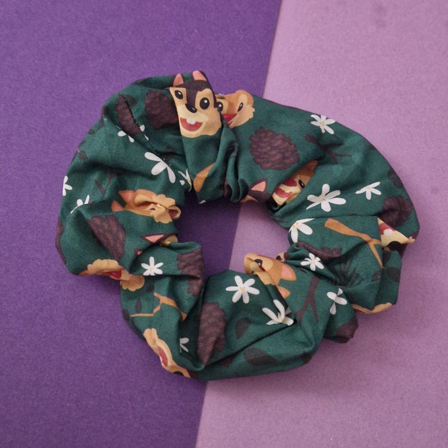 Cheeky Chipmunk themed cotton hair scrunchie