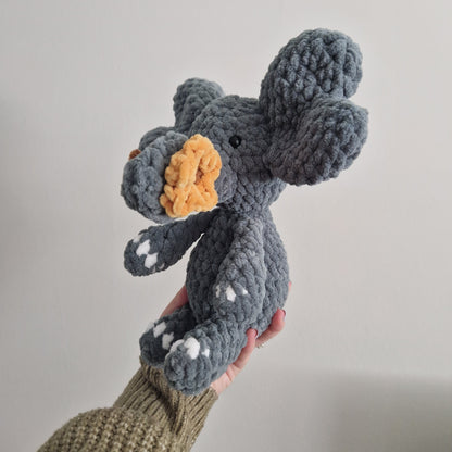 Grey floral elephant crochet plushie