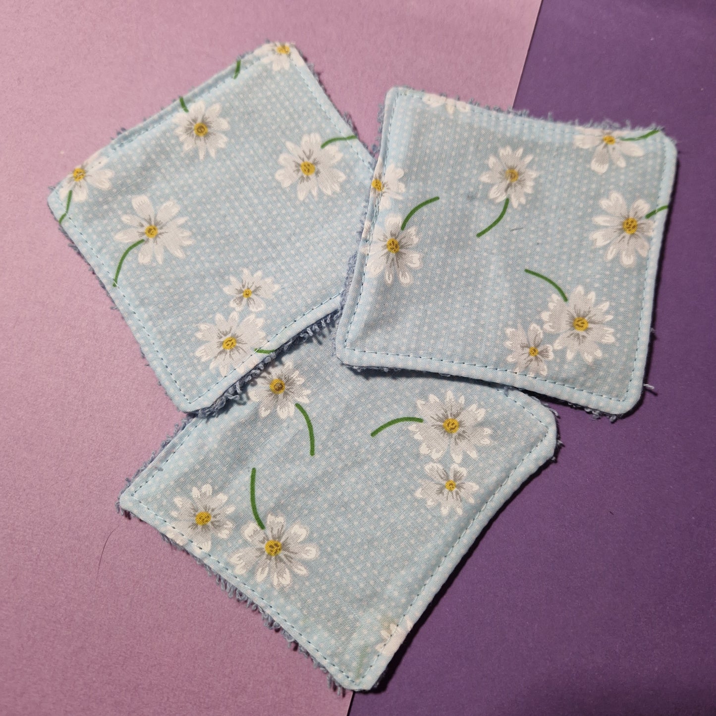 Blue daisy reusable Terry towelling wipe