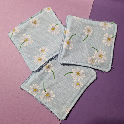 Blue daisy reusable Terry towelling wipe