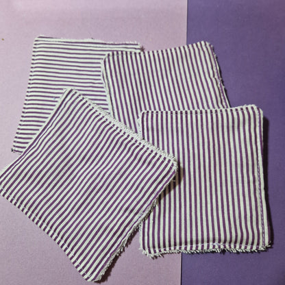 Lilac striped reusable Terry towelling wipe