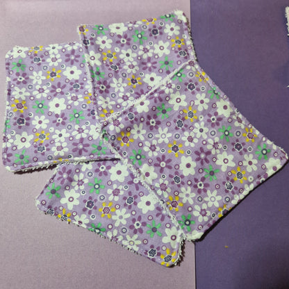 Lilac floral reusable Terry towelling wipe