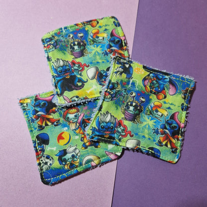 Blue alien reusable Terry towelling wipe