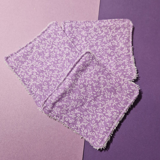 Floral lilac reusable Terry towelling wipe