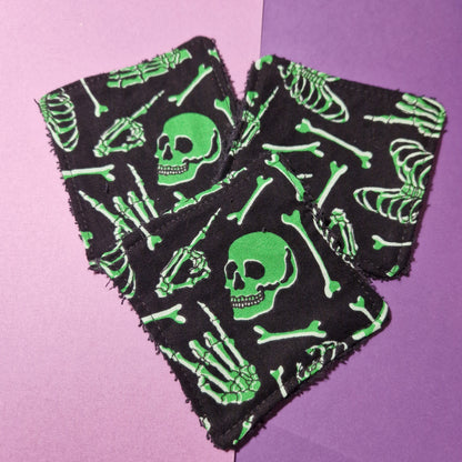 Skeleton glow in the dark reusable Terry towelling wipe