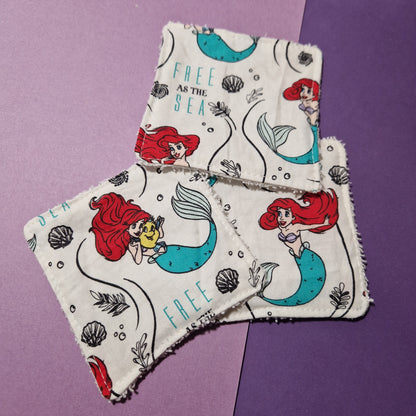 Mermaid reusable Terry towelling wipe