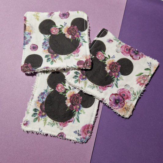 Floral mouse reusable Terry towelling wipe