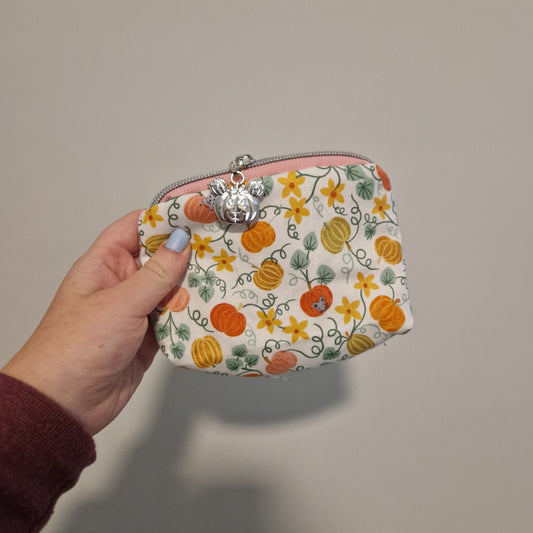 Pumpkin mouse mini triangle shaped pouch cosmetic bag with zipper pull