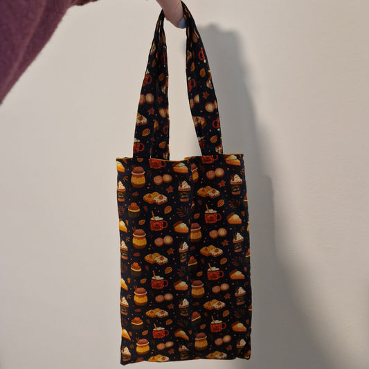 Spooky snacks fabric trick or treat lined tote bag