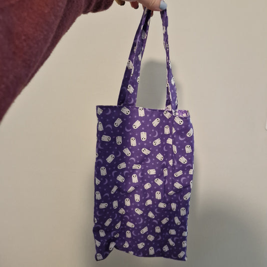 Ghost fabric fabric trick or treat lined tote bag