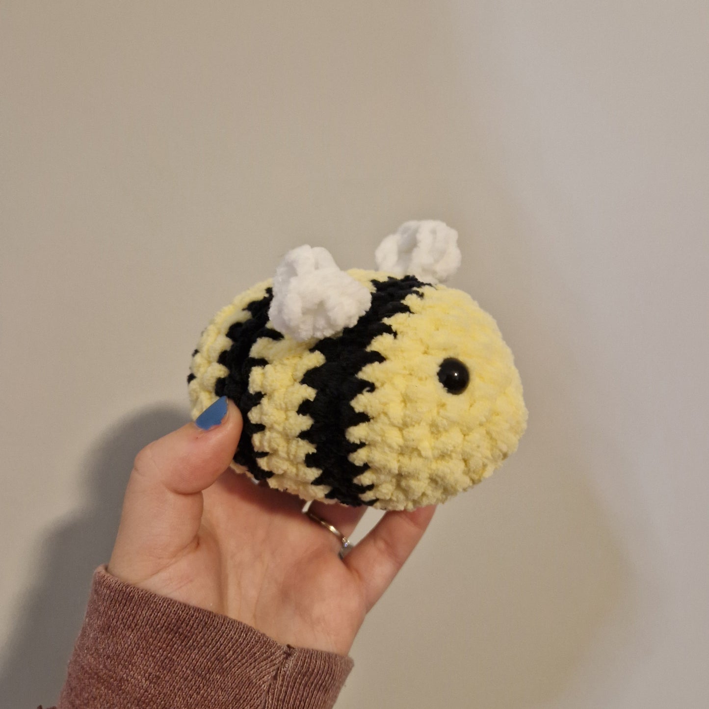 Light yellow chenille crochet bumble bee