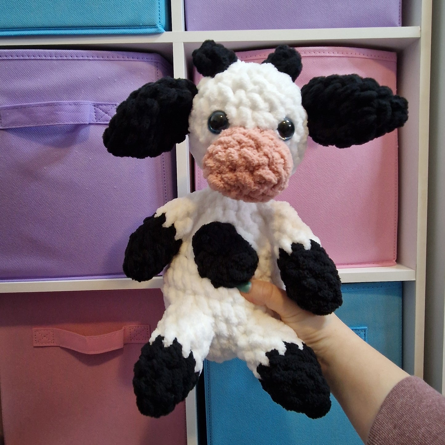 Large sitting cow crochet plushie