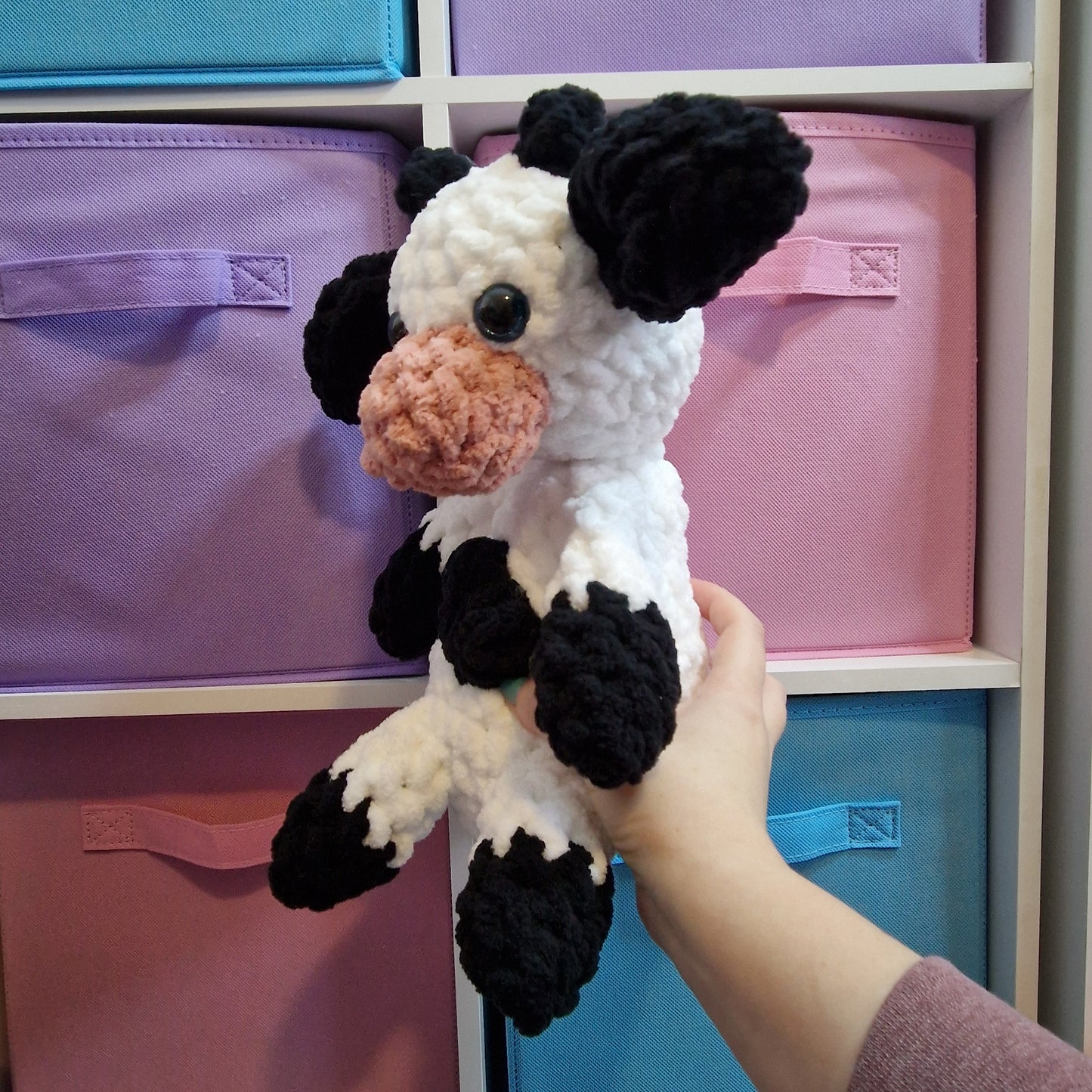 Large sitting cow crochet plushie