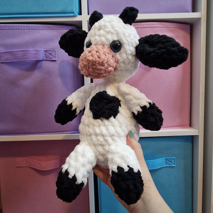 Large sitting cow crochet plushie