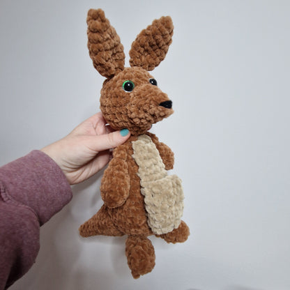 Brown kangaroo crochet plushie