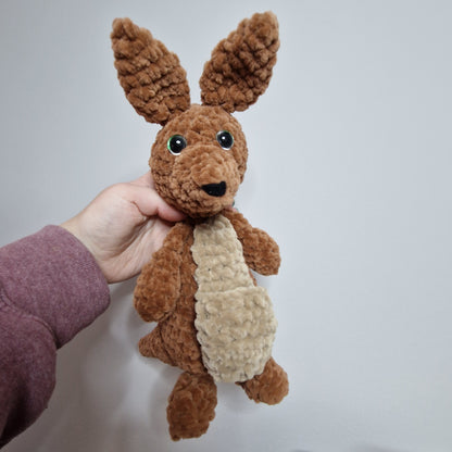 Brown kangaroo crochet plushie