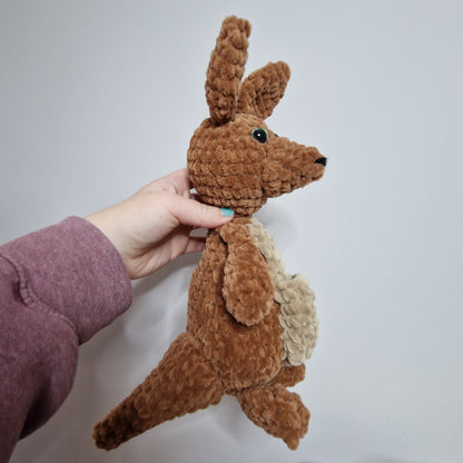 Brown kangaroo crochet plushie