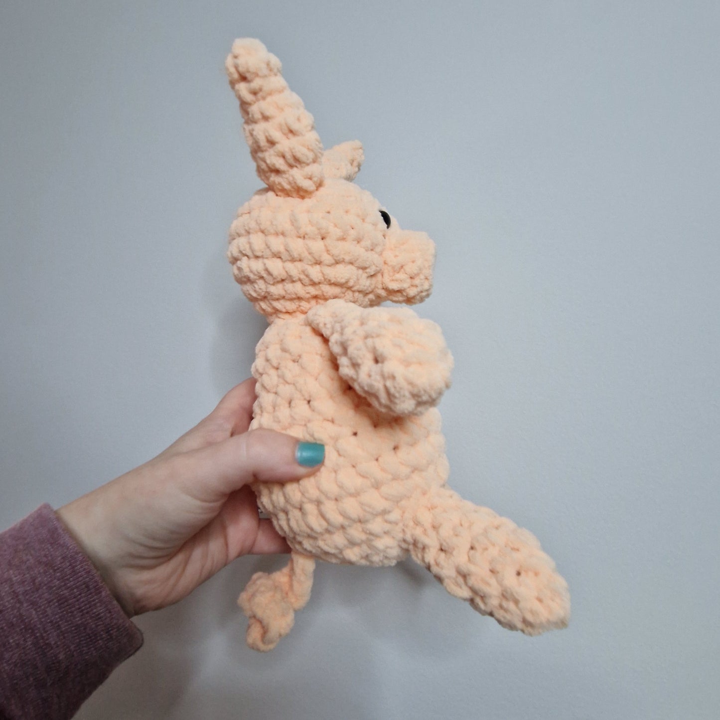 Peach pink pig crochet plushie