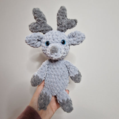 Grey reindeer crochet plushie