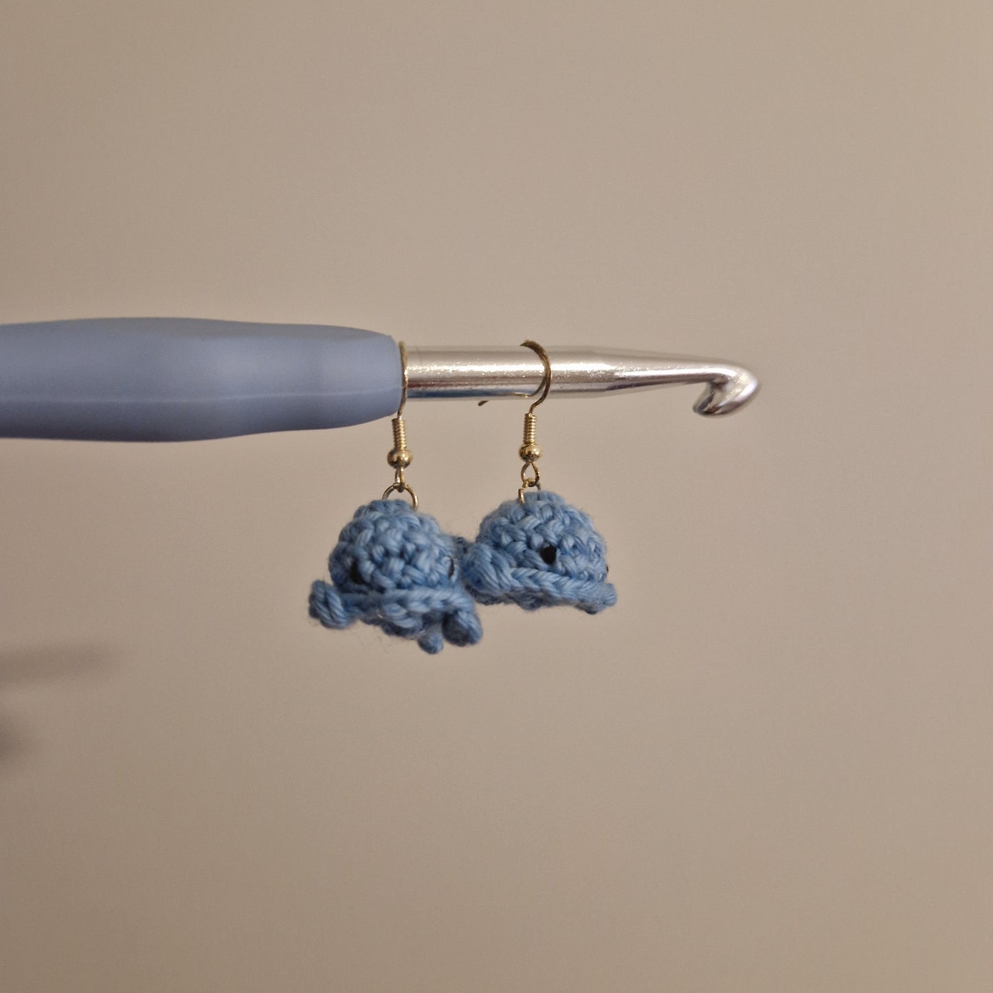 Mini whale crochet earrings