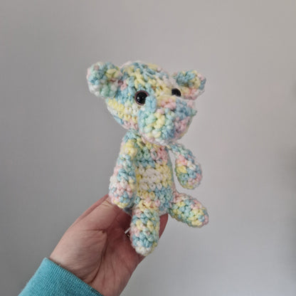 Pastel Rainbow crochet sitting hippo