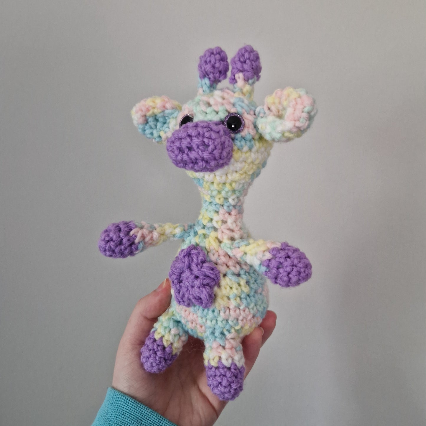 Pastel Rainbow crochet sitting giraffe