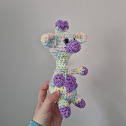 Pastel Rainbow crochet sitting giraffe