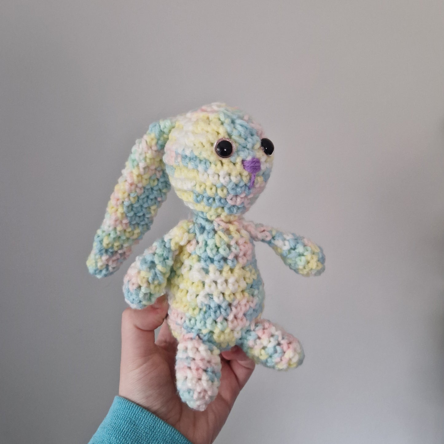 Pastel Rainbow crochet sitting bunny