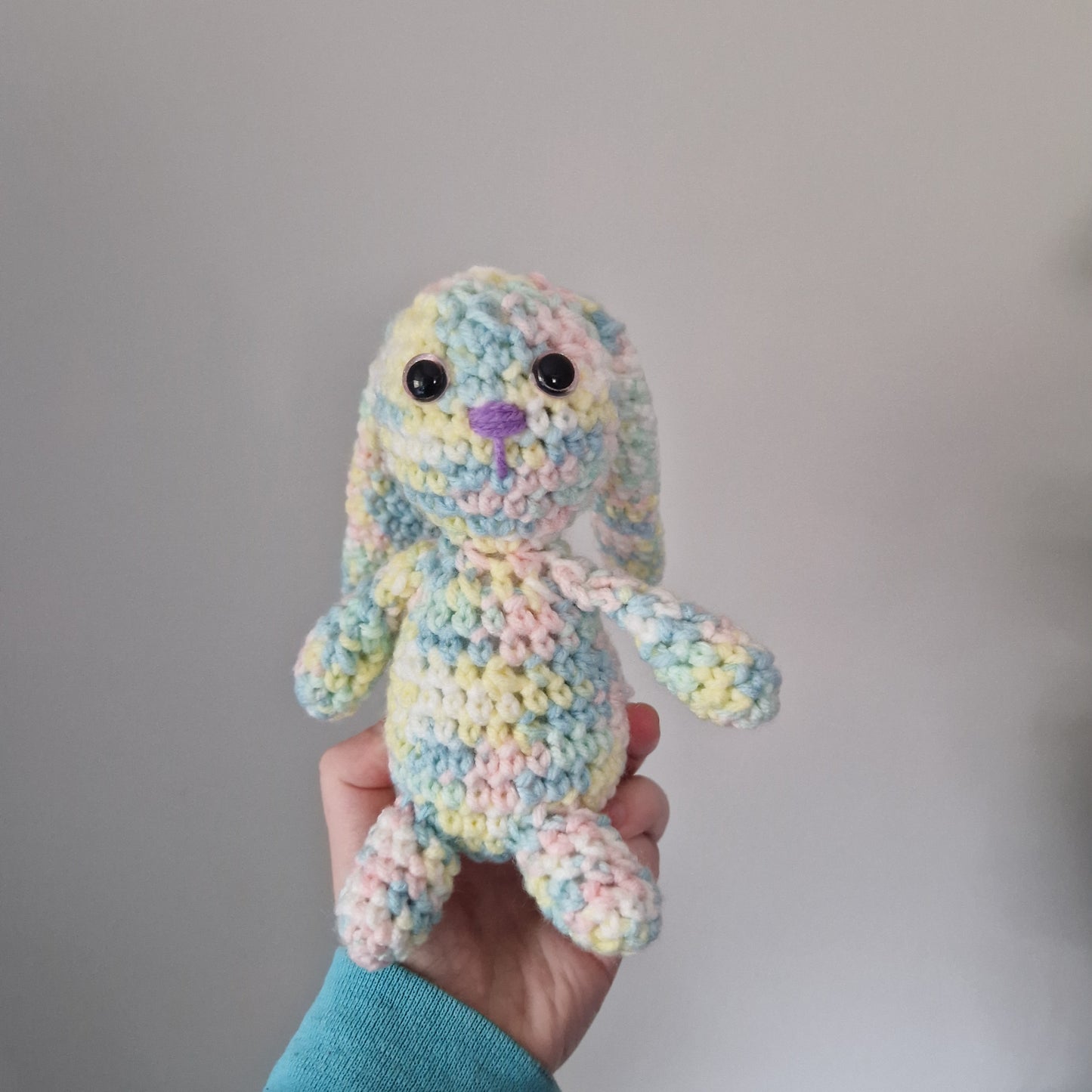 Pastel Rainbow crochet sitting bunny