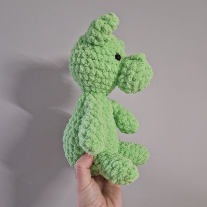 Green sitting hippo crochet plushie