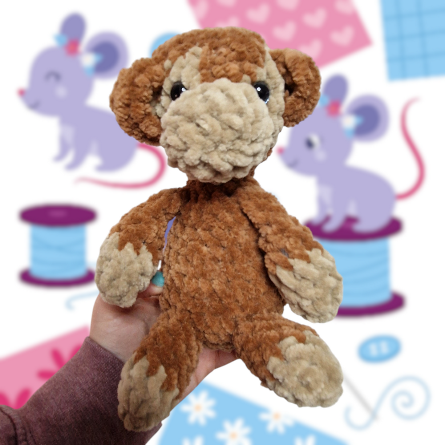 Brown sitting monkey crochet plushie