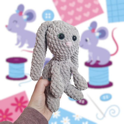 Grey bunny crochet plushie