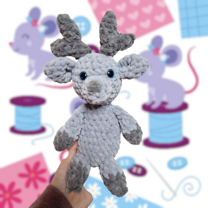 Grey reindeer crochet plushie