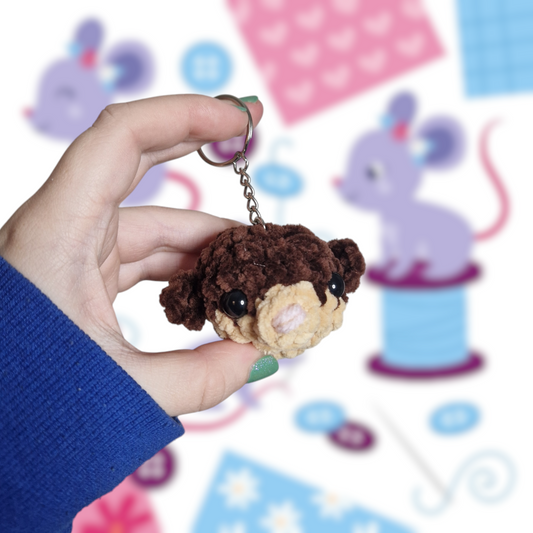 Otter chenille yarn crochet keyring