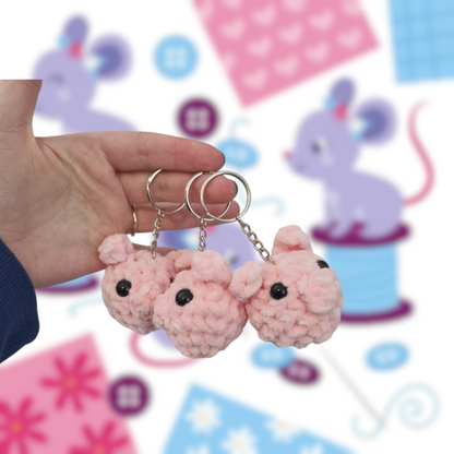 Pig chenille yarn crochet keyring