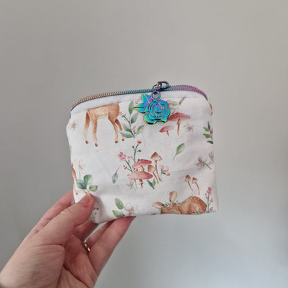 Deer mini triangle shaped pouch cosmetic bag with zipper pull