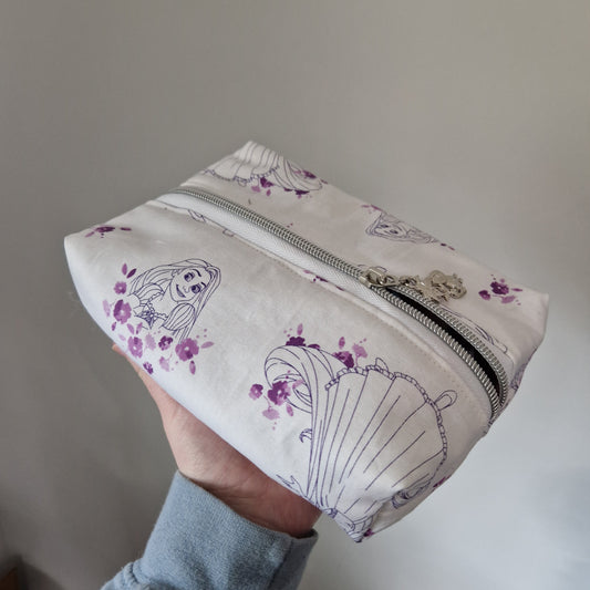 The Lost Princess lined boxy cosmetic bag with matching zipper pull