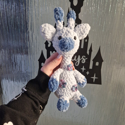 Chunky, super soft crochet blue floral giraffe