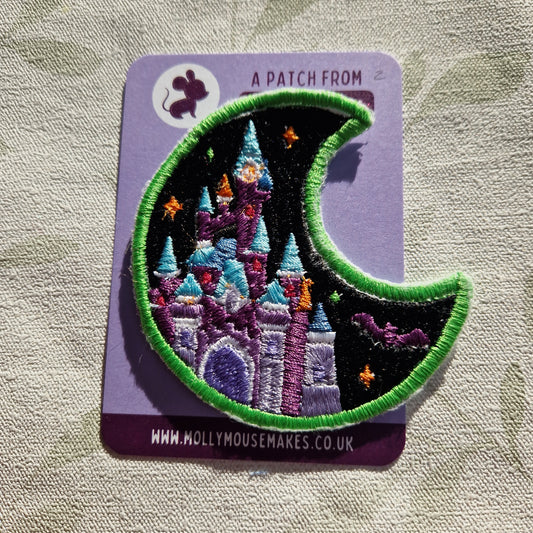 Practically perfect spooky castle iron-on embroidered patch 2