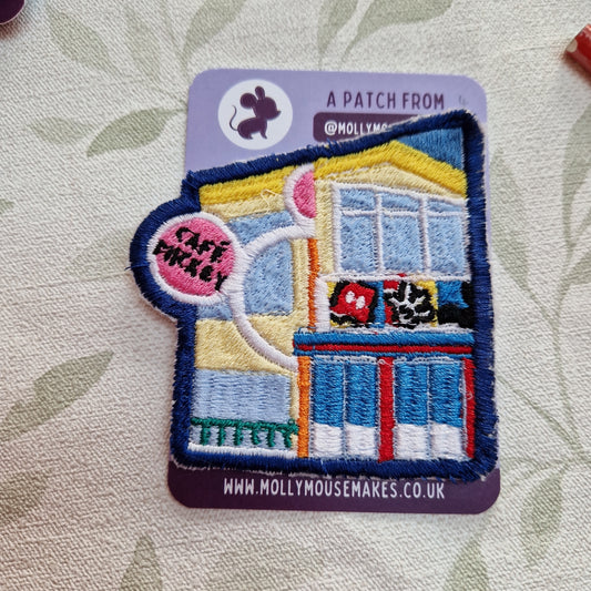 Practically perfect Mouse Cafe iron-on embroidered patch 4