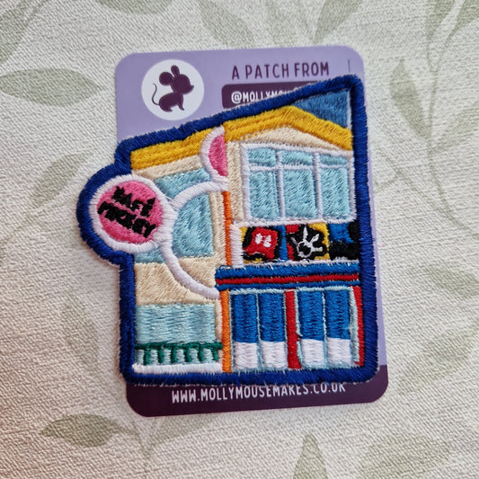 Practically perfect Mouse Cafe iron-on embroidered patch 1