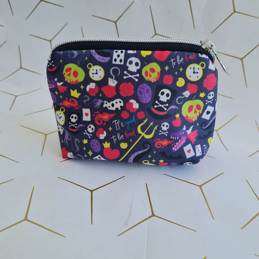 Mixed Villain lined triangle cosmetic bag with zipper - Villains