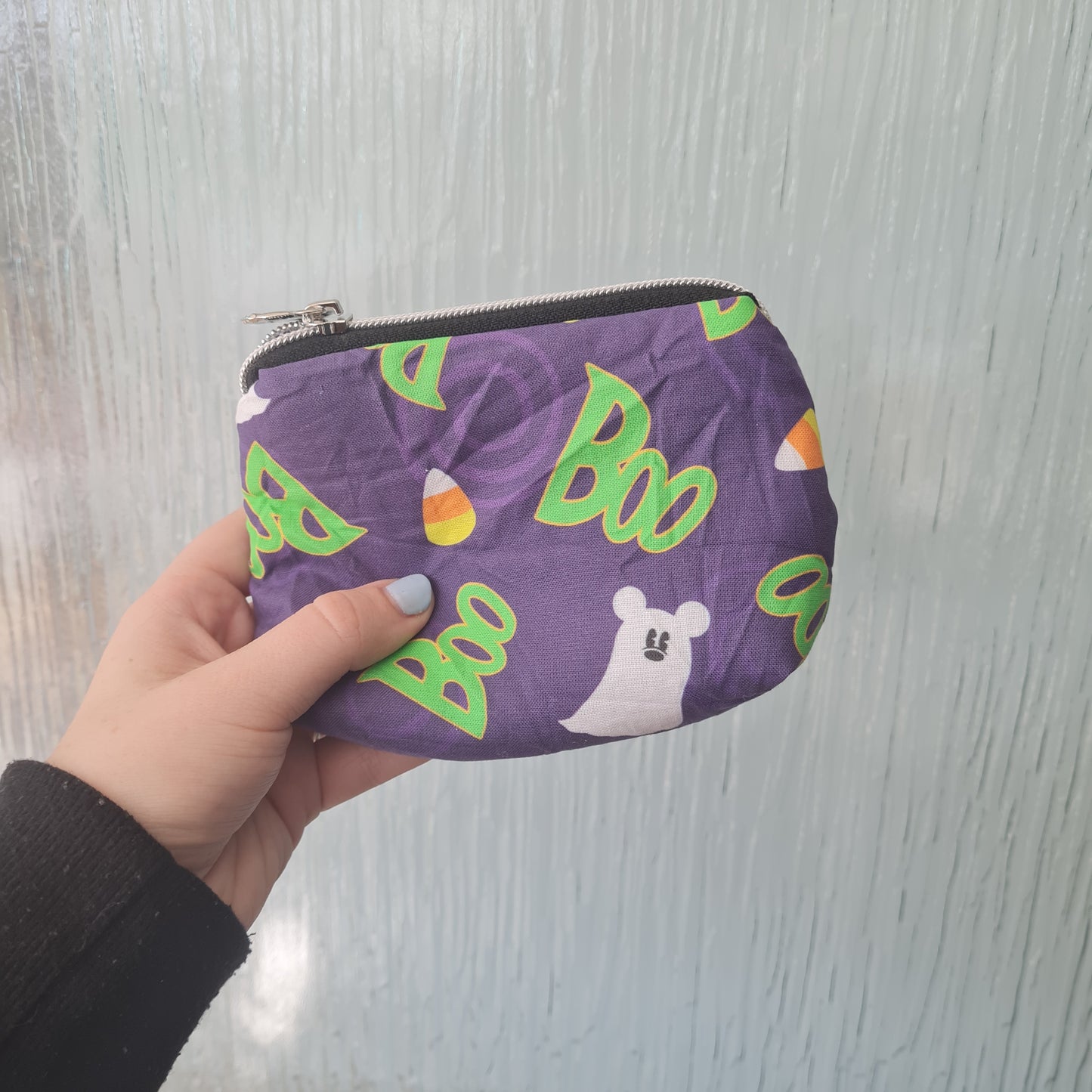 Mini Boo Mouse lined triangle cosmetic bag with zipper