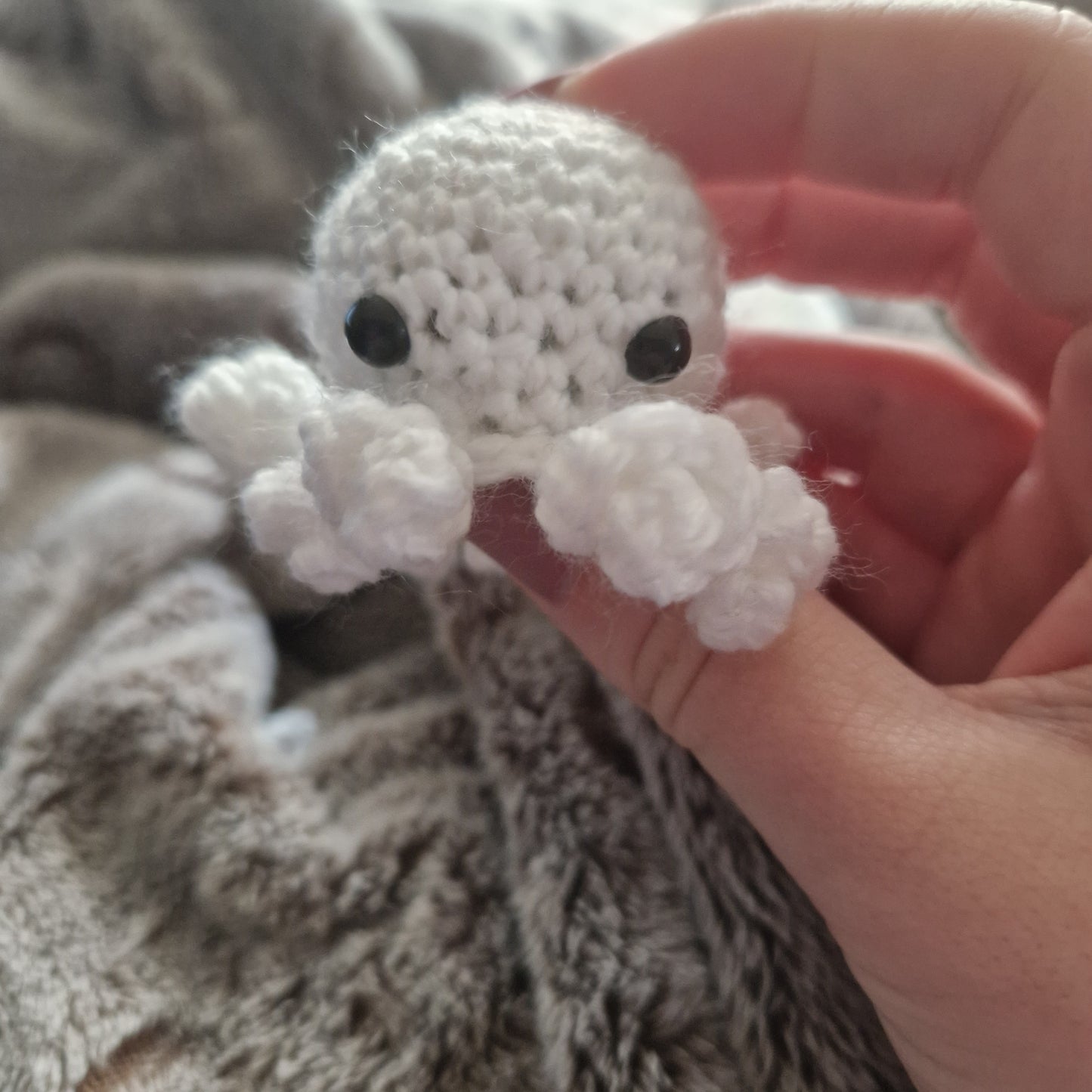 Small white crochet octopus