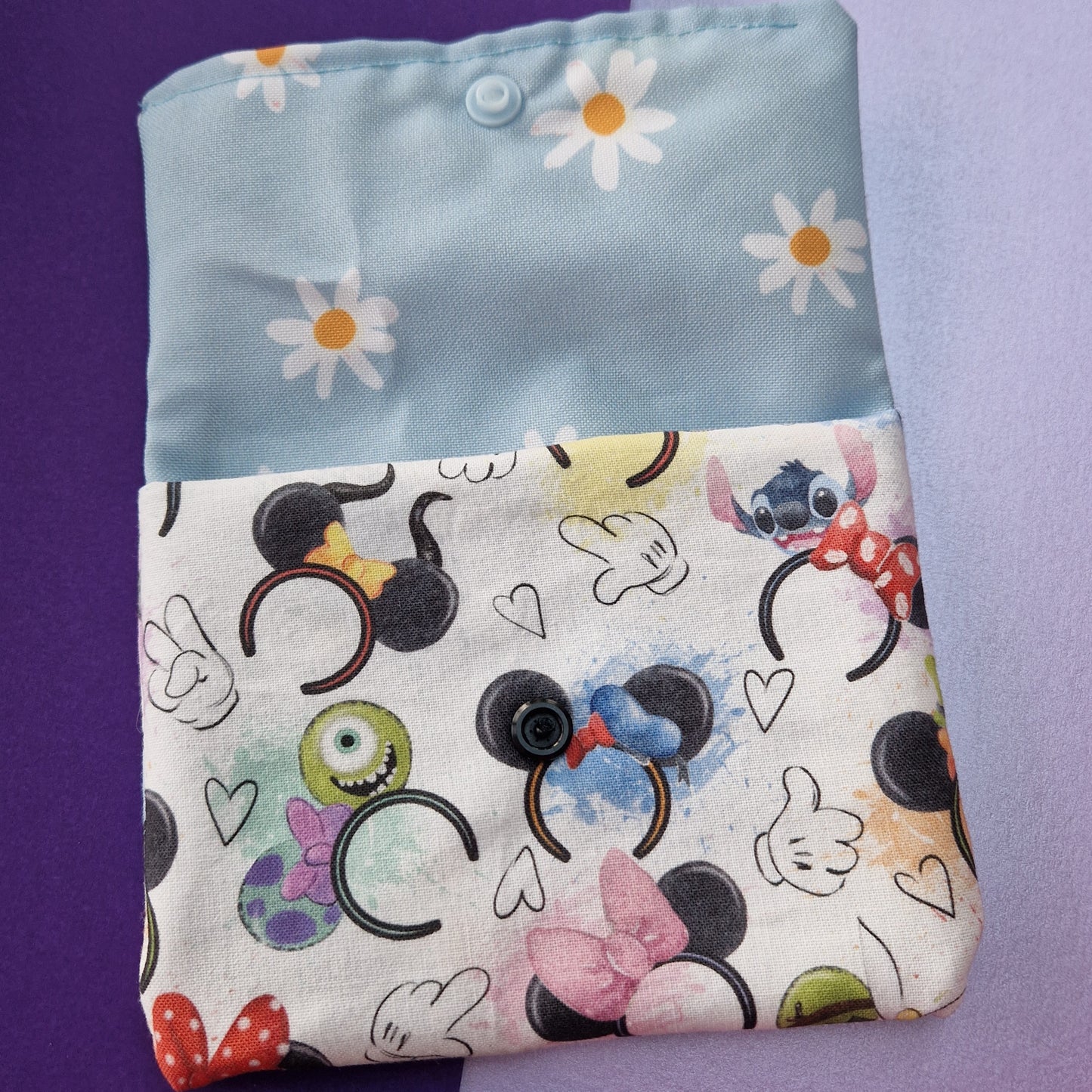 Mouse Ears double pocket Face Wipe Snap Pouch