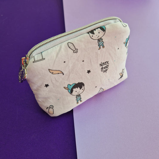 Lost Boy lined triangle shaped pouch cosmetic bag with zipper