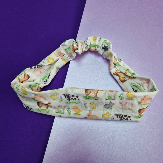 Farm Animal Friends headband with elastic