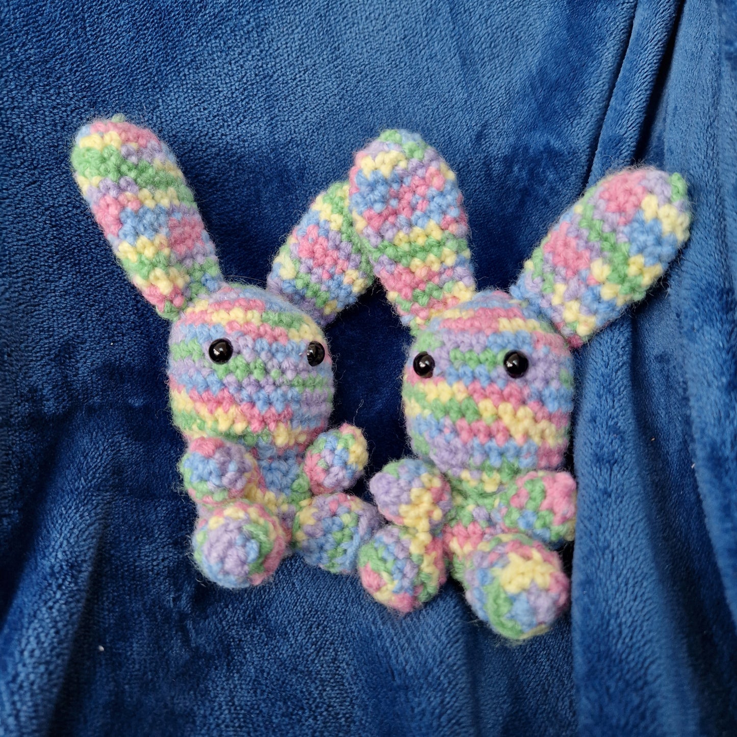 Rainbow, multicoloured crochet bunny