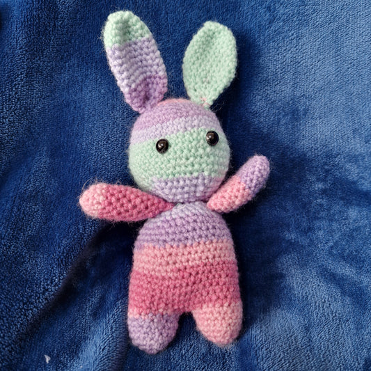 Multicoloured crochet bunny